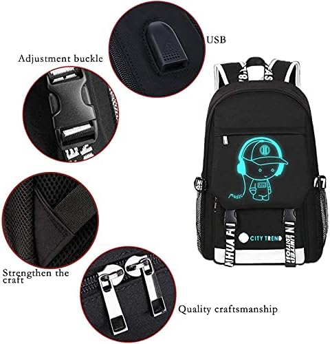 Asge Large Nylon Backpacks for Boys & Girls, Waterproof Satchel with Print, School Bags for 8-16 Years