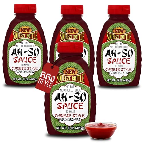 Ah-So Chinese-Style BBQ Sauce, Red Rib 15 oz Squeeze Bottle – Sweet & Tangy Spare Rib Marinade and Glaze for Pork, Chicken & Wings; Classic Takeout Flavor, Ready to Use.