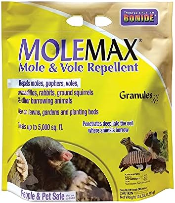 Bonide MOLEMAX Mole & Vole Repellent Granules, 5 lbs. Ready-to-Use, Outdoor Lawn & Garden Mole Control, People & Pet Safe