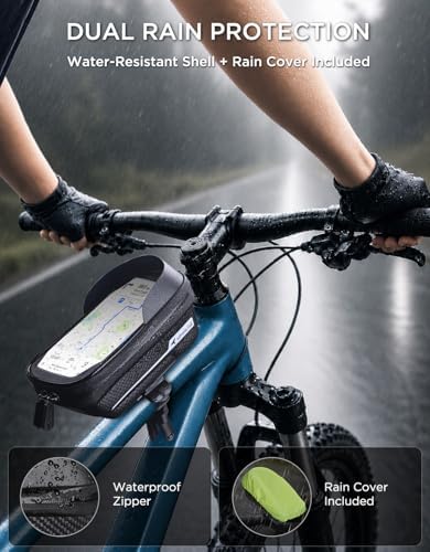whale fall Bike Frame Bag Waterproof, 3D EVA Hard Shell, Bike Phone Holder