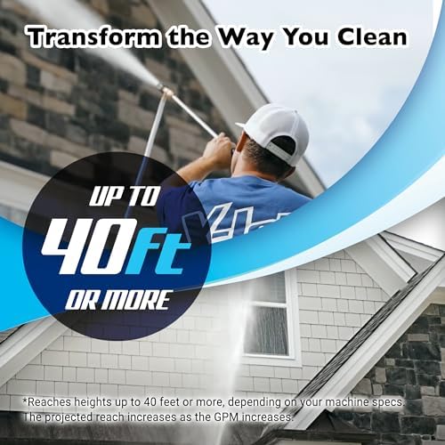 X-Jet M5#13 Kit | 4-4.5 GPM | Adjustable Long-Range External Injection Variable Pressure Washing Nozzle | Perfect for Washing Residential & Commercial Properties from the Ground | W/ 2000 to 4500 PSI