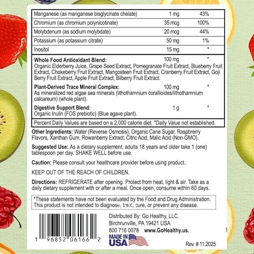 Go Healthy Liquid Multivitamin for Women, Men, Teens | Vegan Vitamin & Mineral Supplement | High Absorption | Premium Liquid Formula | Immune Support | Peach Mango Flavor | 32 Servings
