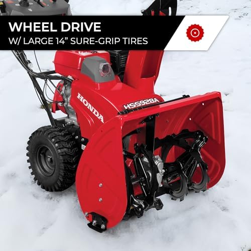 Honda HSS928 28-Inch Two Stage Snow Blower (HSS928AAW) | Pneumatic Sure-Grip Tires, Clears Up to 1900 Pounds per Minute with 52-Foot Max Throwing Distance, Self-Propelled