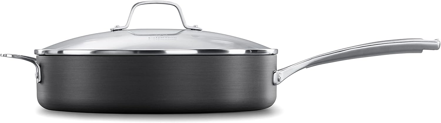 Calphalon Signature Hard-Anodized Nonstick Wok, 12", Flat-Bottom, Oven-Safe, PFOA-Free, Black