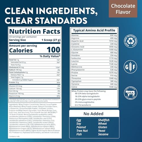 MRM Nutrition Whey Protein - Vanilla Flavored, BCAAs - 34 Servings | Microfiltered Whey Protein Isolate & Concentrate, 16 Different Probiotic Strains, & Digestive Enzymes, Gluten Free