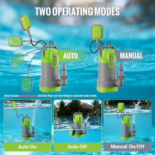 WORKPRO 1HP 4500 GPH Submersible Sump Pump with Automatic Float Switch | Handles Clean & Dirty Water, Ideal for Pool Draining, Flooded Basements