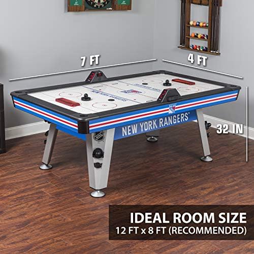NHL 84" Air Hockey Tables - New York Rangers, Boston Bruins, Detroit Red Wings - Wrap-Around Goal; LED Scoring; 4 Pucks & Pushers | Wrap-Around Goal