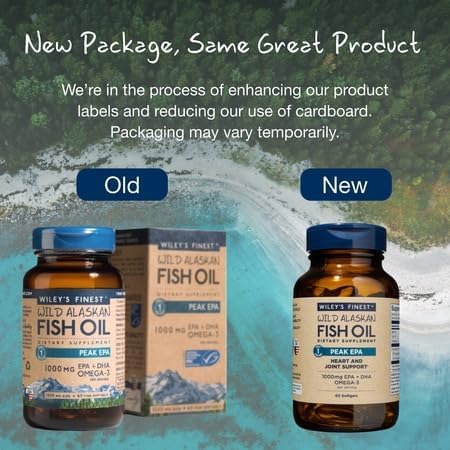 Wiley's Finest Wild Alaskan Fish Oil Peak EPA - Triple Strength Peak EPA & DHA Supplement - 1000mg Fish Oil - Omega-3s for Joint Health Support - 30 Softgels (30 Servings)