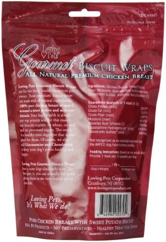 Loving Pets Gourmet All Natural Premium Sweet Potato and Chicken Wraps with Glucosamine and Chondroitin, Dog Treats, 8oz