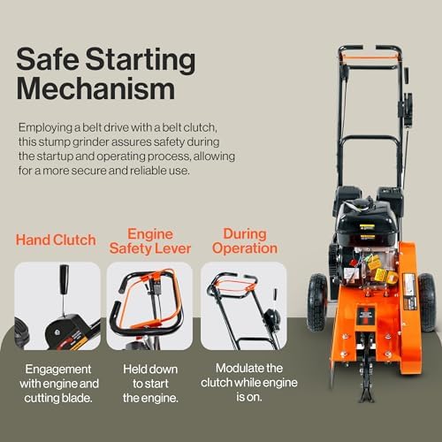 SuperHandy 9HP Gas Stump Grinder, 12-Inch Cut, 6 Carbide Teeth | Gas stump grinder for removing stumps in yards and landscaping