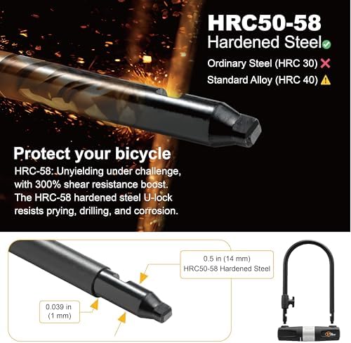 Bike U Lock with Cable - Via Velo Heavy Duty Bicycle U-Lock,14mm Shackle and 10mm x1.8m Cable with Mounting Bracket for Road, Mountain, Electric & Folding Bike