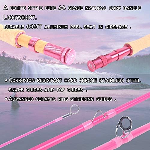 Maxcatch Women's Elegant Pink Fly Fishing Rod: 2/5-weight with Rod Tube