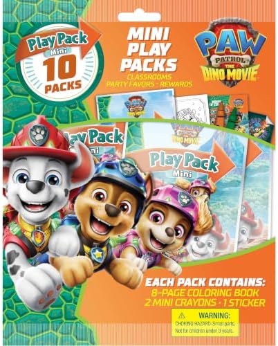 Bendon Paw Patrol Dino Movie 10Pk Multipack Play Pack | Coloring Activity Set with PAW Patrol Characters - Stickers & Crayons for Kids