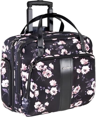 KROSER 15.6 Inch Rolling Laptop Computer Bag,Wheeled Briefcase for women