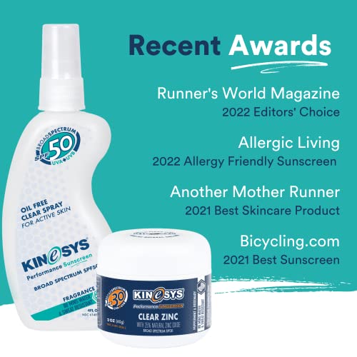 KINeSYS Fragrance Free SPF 50 Sunscreen Spray 4 oz & 1 oz (2-Pack) Bundle