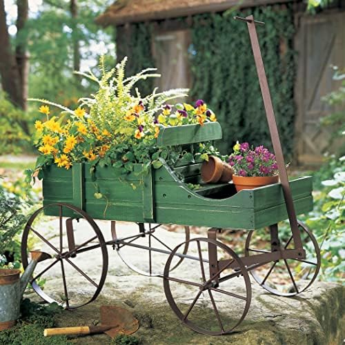 Collections Etc Amish Wagon Decorative Indoor/Outdoor Garden Backyard Planter, Red | Country Red, fir (wood)
