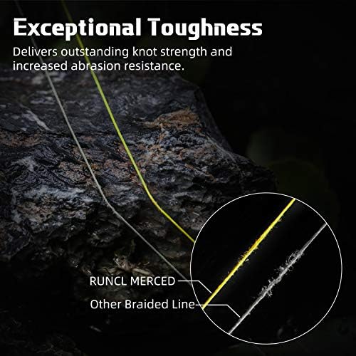 RUNCL Braided Fishing Line Merced, 1000 500 300 Yards Braided Line 4 8 Strands, 6-200LB - Proprietary Weaving Tech, Thin-Coating Tech