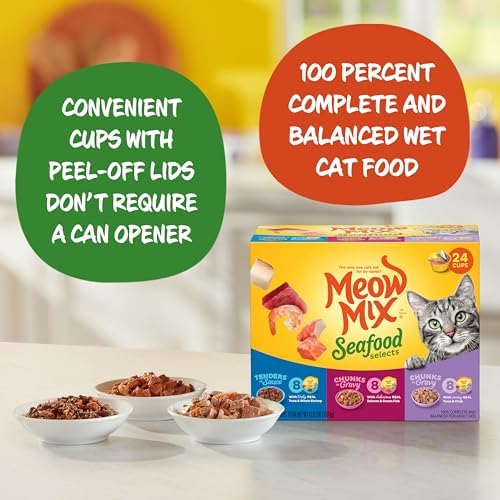 Meow Mix Seafood Favorites, Wet Food Variety Pack, 12 Cups