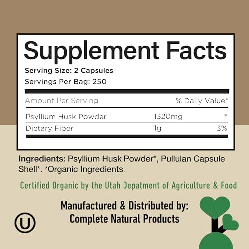 CNP | Organic Psyllium Husk Capsules 660mg - Fiber Caps, Colon Cleanse Aid