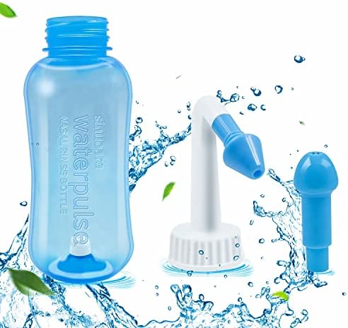 Neti Pot Sinus Rinse Bottle，Abnaok Nose Wash Cleaner Pressure Rinse Nasal Irrigation for Adult & Kid BPA Free，Nasal Wash Kit for Home or Travel