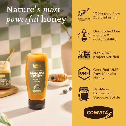 Comvita Manuka Honey UMF 5+ (MGO 83+) Pure, Unpasteurized - 1Kg (32.5 Oz) | Raw Manuka Honey New Zealand, Superfood for Immune Health, Use in Tea, Wild, Monofloral, Non-GMO