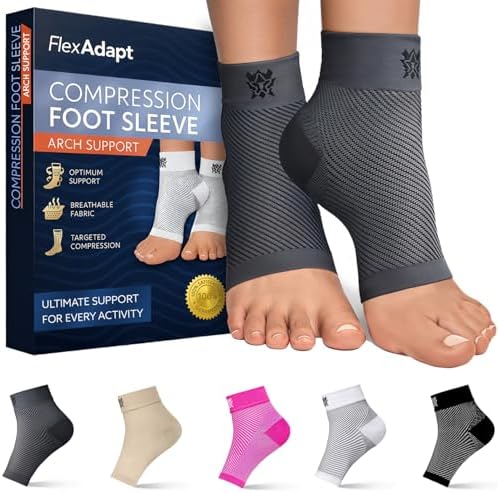 Compression Socks for Plantar Fasciitis & Achilles Tendonitis Relief – Pair of Ankle Compression Sleeves for Foot Swelling, Heel Spurs, Pain & Fatigue – Comfortable Arch Support Brace for Daily Use (Black, Medium)