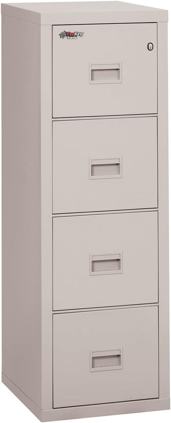 FireKing Turtle Vertical 2 Drawer Fire Rated File Cabinet, Black | 1 Hour Fire Rated Filing Cabinet - UL Class 350 - Water Resistant - Key Lock - Made in USA