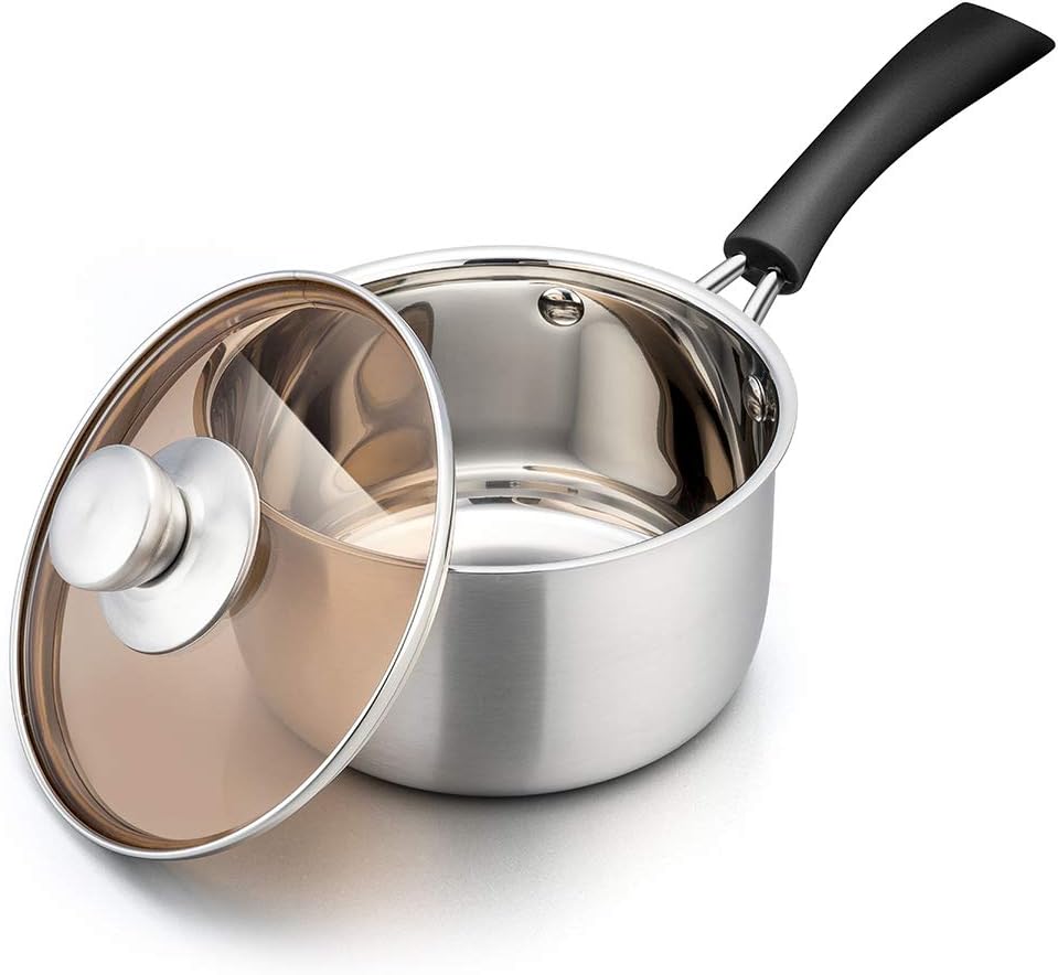 TeamFar 1 Quart Saucepan, Stainless Steel Saucepan with Lid | Small Sauce Pot Milk Pan Cookware for Home Cooking, Non Toxic & Healthy, Easy Clean & Dishwasher Safe