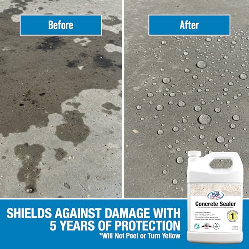 Rain Guard Concrete Sealer 5 Gallon | Ready to Use | Natural Finish | Deep Penetrating Protection Against Water and Salt Damage for All Concrete Surfaces | Silane/Siloxane Waterproofer | Ready To Use, Natural Finish, Clear, Deep Penetrating Protection Ag…