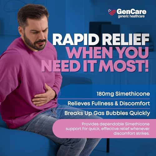 GenCare Gas Relief Simethicone 180mg Ultra Strength, 180 Softgels