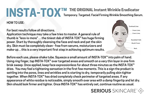 Serious Skincare INSTA-TOX Instant Wrinkle Smoothing Serum - Temporary Face Tightener, Facial Filler for Deep Wrinkles, Fine Lines