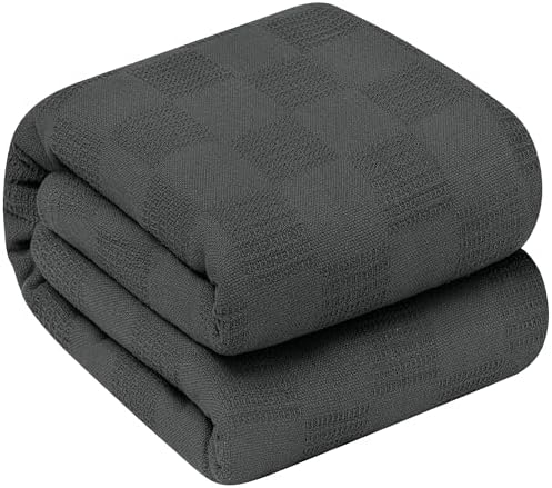 Oakias 100% Cotton Blanket Queen Size, White 90 x 90 Inches – 350 GSM Soft