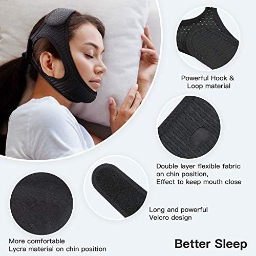 Anti Snore Chin Strap [Upgraded], Vosaro Snoring Solution Effective Anti Snore Device, Adjustable and Breathable Stop Snoring Head Band for Men Women
