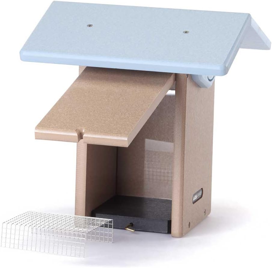 Birds Choice Ultimate Bluebird House, 1.5" Hole | Taupe & Blue | Durable Recycled Plastic Nesting Box, Weather-Resistant for Backyard Bluebirds, 11in x 8.5in x 12.625in