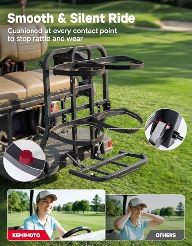KEMIMOTO Golf Cart Bag Holder, Heavy-Duty Golf Cart Bag Attachment | Compatible with EZGO Valor RXV Club Car