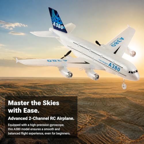 RC Airplane Airbus A380, Easy to Fly RC Plane for Kids Beginner & Adults