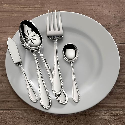 Mikasa, Virtuoso Frost Flatware Service for 12, 65 Piece Set, 18/10 Stainless Steel, Silverware Set with Serving Utensils