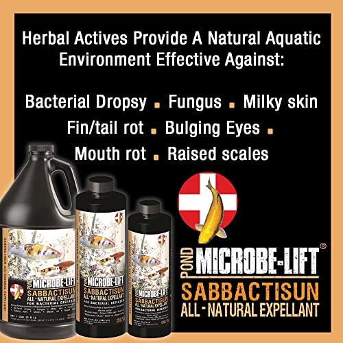 MICROBE-LIFT Sabbactisun Disease Treatment for Ponds and Outdoor Water Gardens, Disease Expellant for Pond Fish, 16 Fl Oz