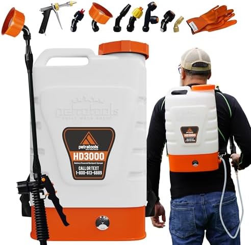 PetraTools 3 Gallon Battery Powered Backpack Sprayer - 2.5 Hour Runtime