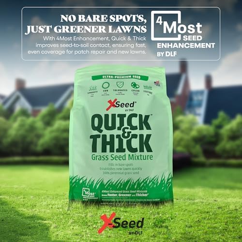 X-Seed Ultra Premium Quick and Thick Lawn Seed Mixture – Rapid Germination for Any Lawn, Dense Coverage in Sun to Shade, High-Traffic Areas, Fescue, Kentucky Blue, & Perennial Ryegrass Blend, 3lb Bag