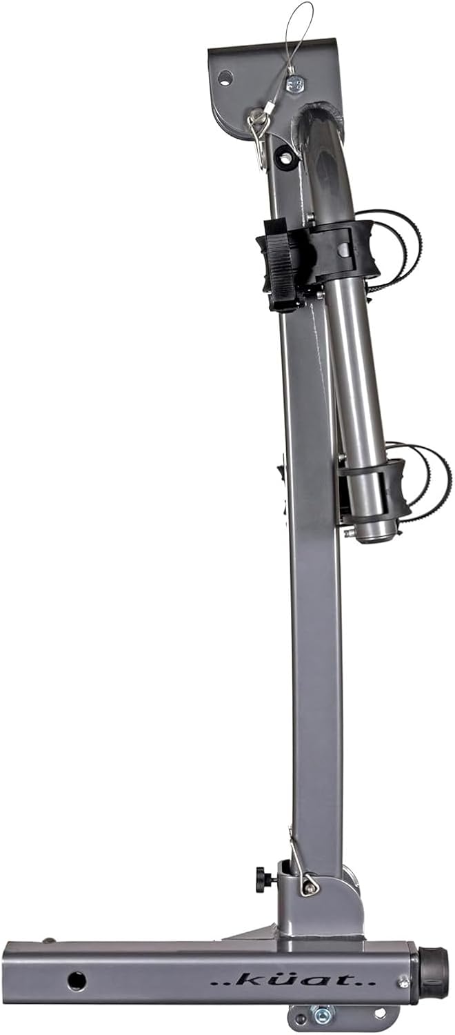 Kuat Beta Hitch-Mounted Bike Rack, 2 Bike Capacity | Hanging-Style Durable Lightweight Aluminum Powder Coated Tilting-Down Gray Bicycle Car Truck Transportation Hauling Rack