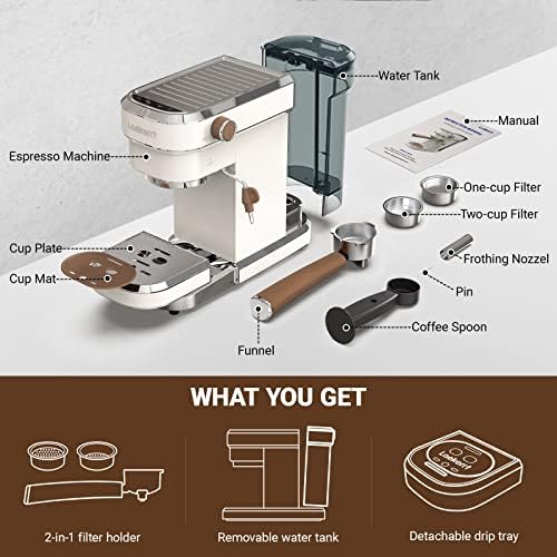 Espresso Machine, Expresso Coffee Machines for Home, 20 Bar Cafetera Espresso with Milk Frother Steam Wand