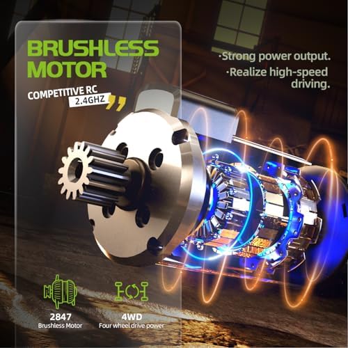 【Modular battery】All Terrain 2.4GHz 1/16 RTR Brushless Fast RC Cars, Max 42mph Electric Off-Road RC Truck