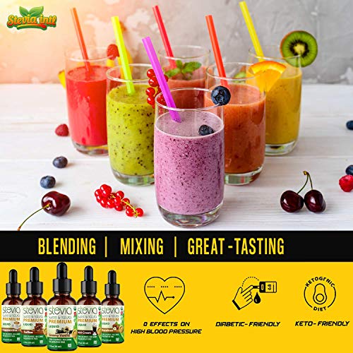 Stevia Intl - (Pack of 5) Coffee Lovers Bundle with 5 Flavors. Stevia Liquid Drops. All Naturally Sweet, Non-Bitter, No Sugar Added, 0 Carb, 0 Calorie
