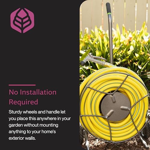 Yard Butler Hose Cart, Metal Hose Caddy, 2 Wheels, 200 Feet | Wheeled Metal Hose Cart Caddy, Suitable for Gardens, Lawns, Fields, and Outdoors, Durable Construction