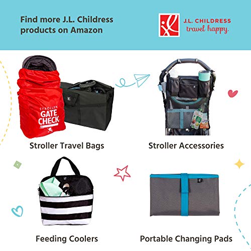 J.L. Childress Spinner Wheelie Padded Car Seat Bag- Travel Bag for Airplane, Fits Most Baby & Infant Car Seats, Boosters, & Carriers, Airport Accessories for Gate Check or Baggage Check- Deluxe, Black