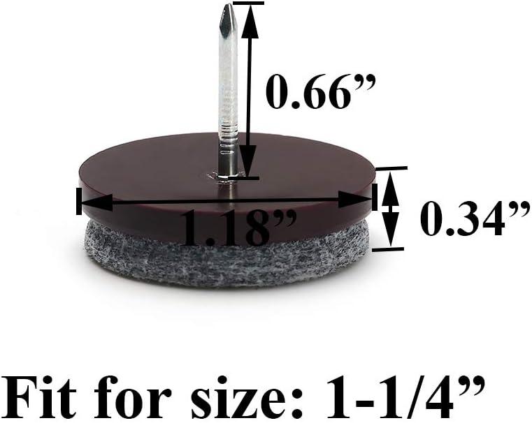 Furniture Felt Pads Nail-on Heavy Duty Felt Pad Chair Sliders Round Chair Leg Floor Protectors 1" Furniture Leg Protector 24 Pack