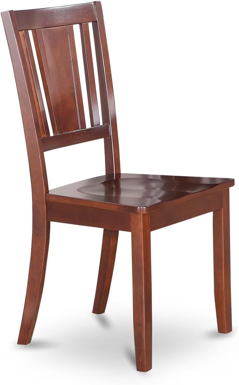 East West Furniture DUC-MAH-LC Dudley Kitchen Dining Chairs - Faux Leather Upholstered Wood Chairs, Set of 2, Mahogany