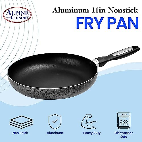 Alpine Cuisine Fry Pan 13-Inch Nonstick Coating Gray, Frying Pans Nonstick for Stove with Stay Cool & Comfortable Handle, Durable Nonstick Cookware, Ideal for Family
