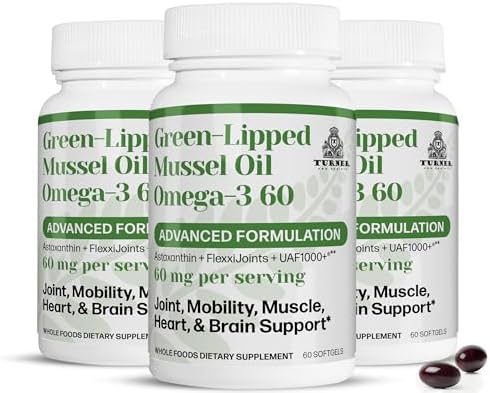 TURNER Omega-3 New Zealand Green Lipped Mussel Oil, 53x Higher Potency with UAF1000+ Super Antioxidant for Superior Joint Comfort & Mobility